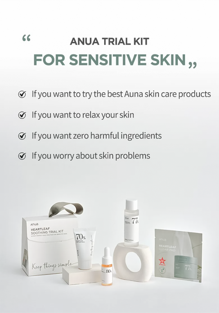 Anua trial kit for sensitive skin
