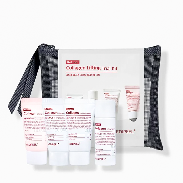 Skincare set by medi peel retinol collagen lifting trial kit great for anti aging.