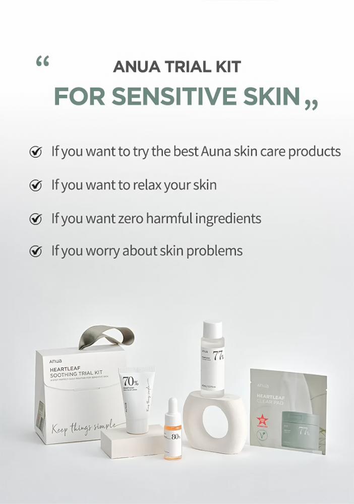 Anua trial kit for sensitive skin 