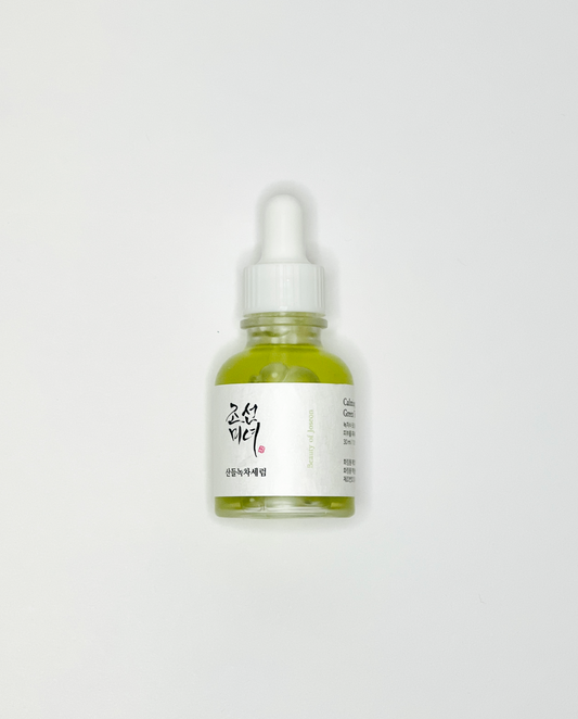 Beauty of Joseon calming serum with green tea leaf water, mugwort extract, and panthenol.